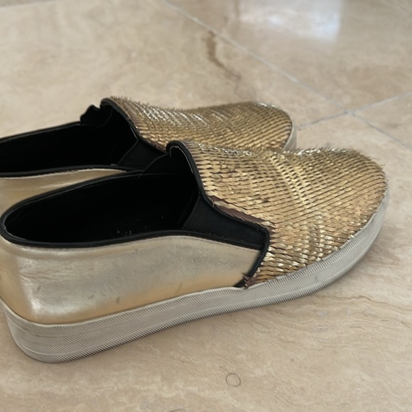 Steve Madden Platform Buhba Gold Genuine Leather Slip On Sneaker - Picture 8 of 13